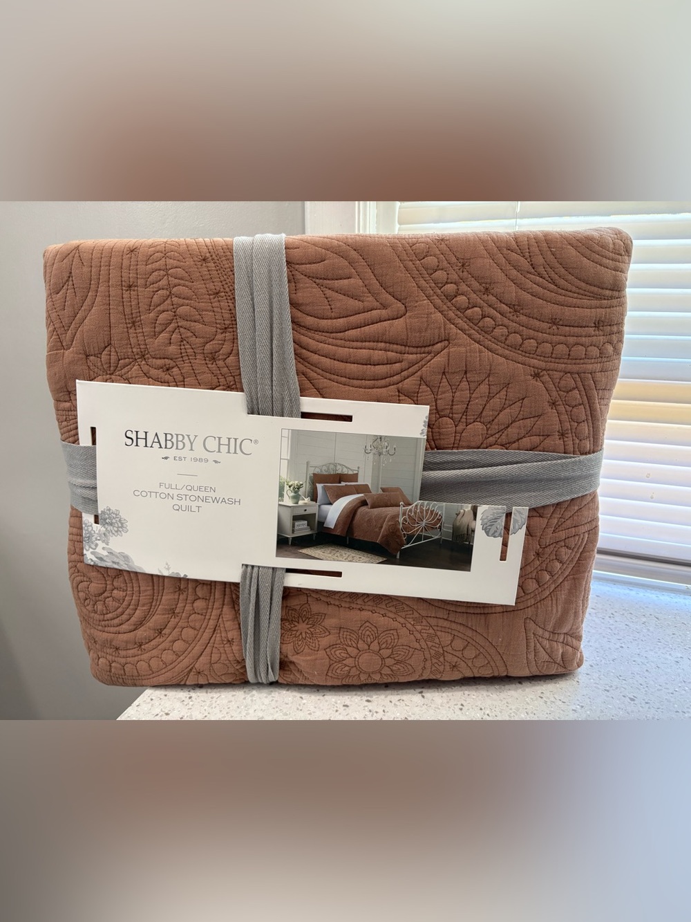 NEW Shabby Chic Full/Queen Cotton Stonewash Quilt in Dusty Rose